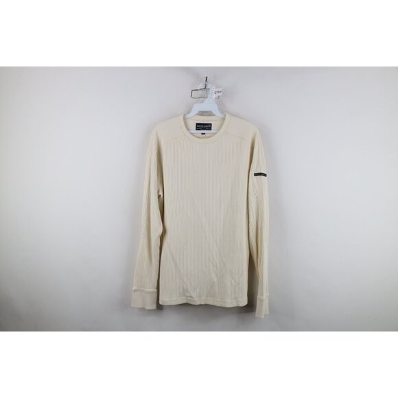 Vintage 90s Nautica Mens Medium Spell Out Cotton Ribbed Knit Long Sleeve T-Shirt - Picture 1 of 12